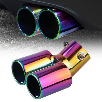 Round Colorful Dual Pipe Chrome Stainless Steel Exhaust Muffler