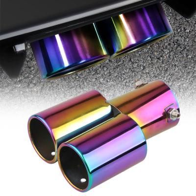 Universal Straight Colorful Dual Pipe Chrome Stainless Steel Exhaust Muffler