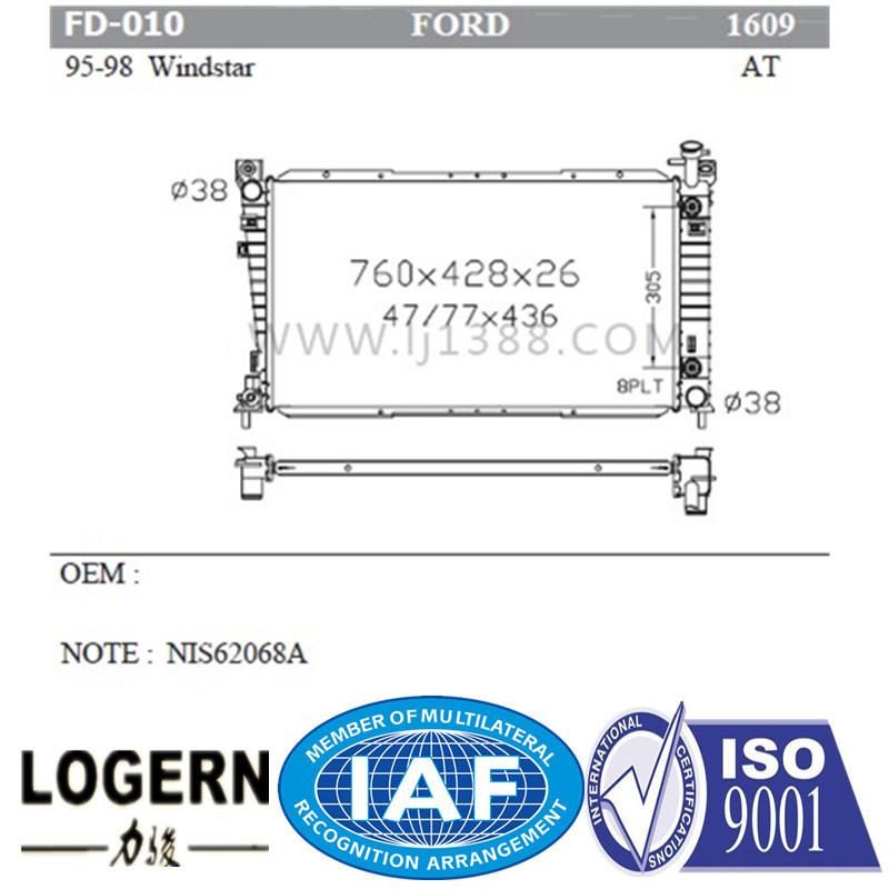 Fd-006 Automobile Aluminum Radiator for Ford Windstar′95-98 at Dpi: 1609