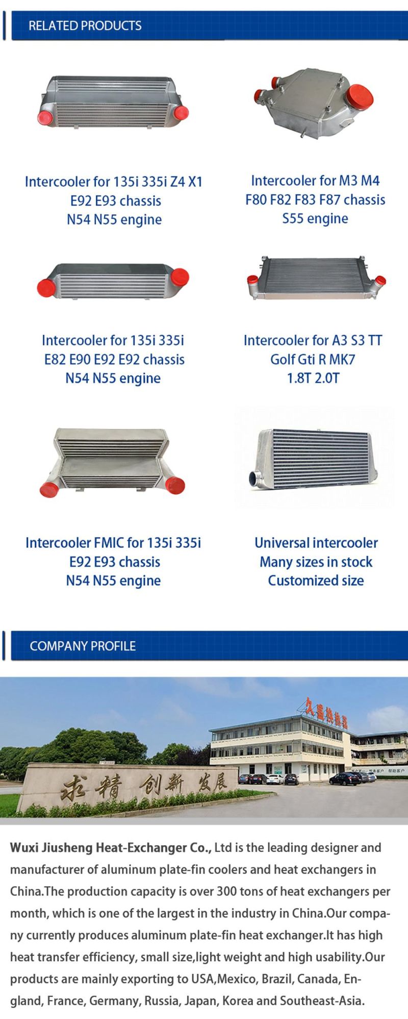 Heat Exchanger Air Cooler Intercooler E92 E90 07 08 09 10 N54 N55