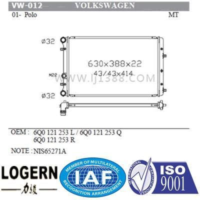 Auto Spare Parts Raiator for Volksagen Polo&prime;01-Mt 6q0121253L