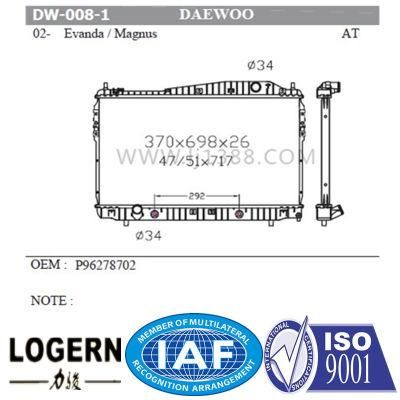 Dw-008-1 Car Aluminum Radiator for Daewoo Evanda/Magnus&prime;02- at/PA26 Dpi: 13000
