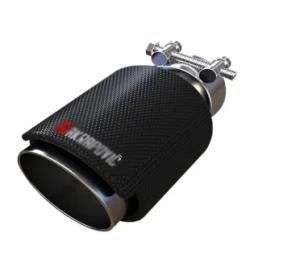 Gloss Black Forged Carbon Fibre Akrapovic Exhaust Tips 4&rdquor; Universal Tailpipe Tip