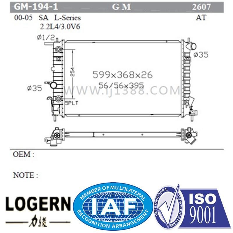 Cooling Aluminum Radiator for L-Series 2.2L4/3.0V6′00-05 Dpi: 2607
