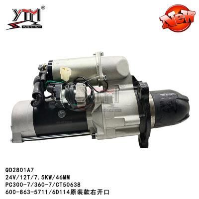 Ytm Starter Motor Qd2801A7 - 24V/12t/7.5kw/46mm for PC300-7/360-7/CT50638/600-863-5711/6D114
