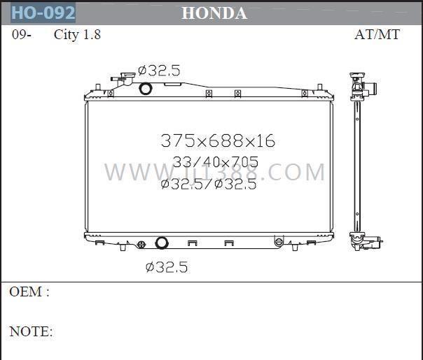 Professional Manufacturing Auto Radiator for Honda City 1.8 Mt/at
