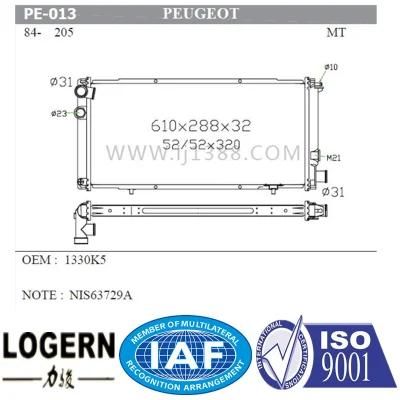Auto Parts Radiator for Peugeot 205&prime;84- Mt /PA32/OEM: 1330k5