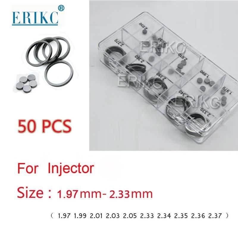 Erikc Gasket Thickness 2.30-2.36mm Diesel Injector Nozzle Adjust Shims Cr Repair Washer for C6.6 C6.4 Injector 35PCS