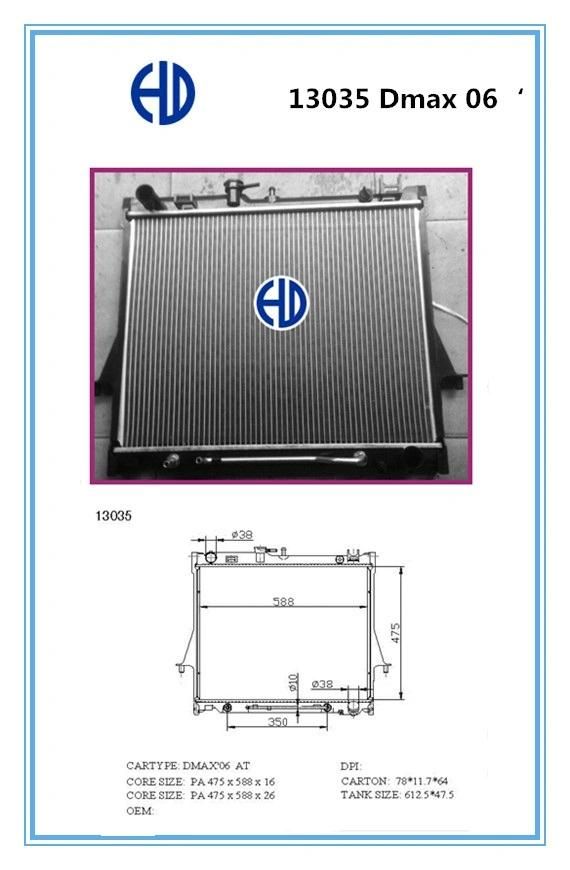 Aluminum Plastic Brazed Auto Radiator for Isuzu D-Max 2012