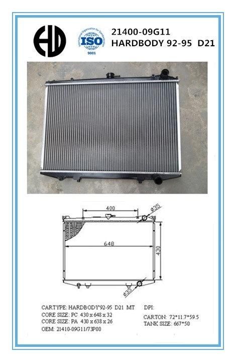 Aluminum Brazed Welding Car Radiators for Hardbody 92-95 D21