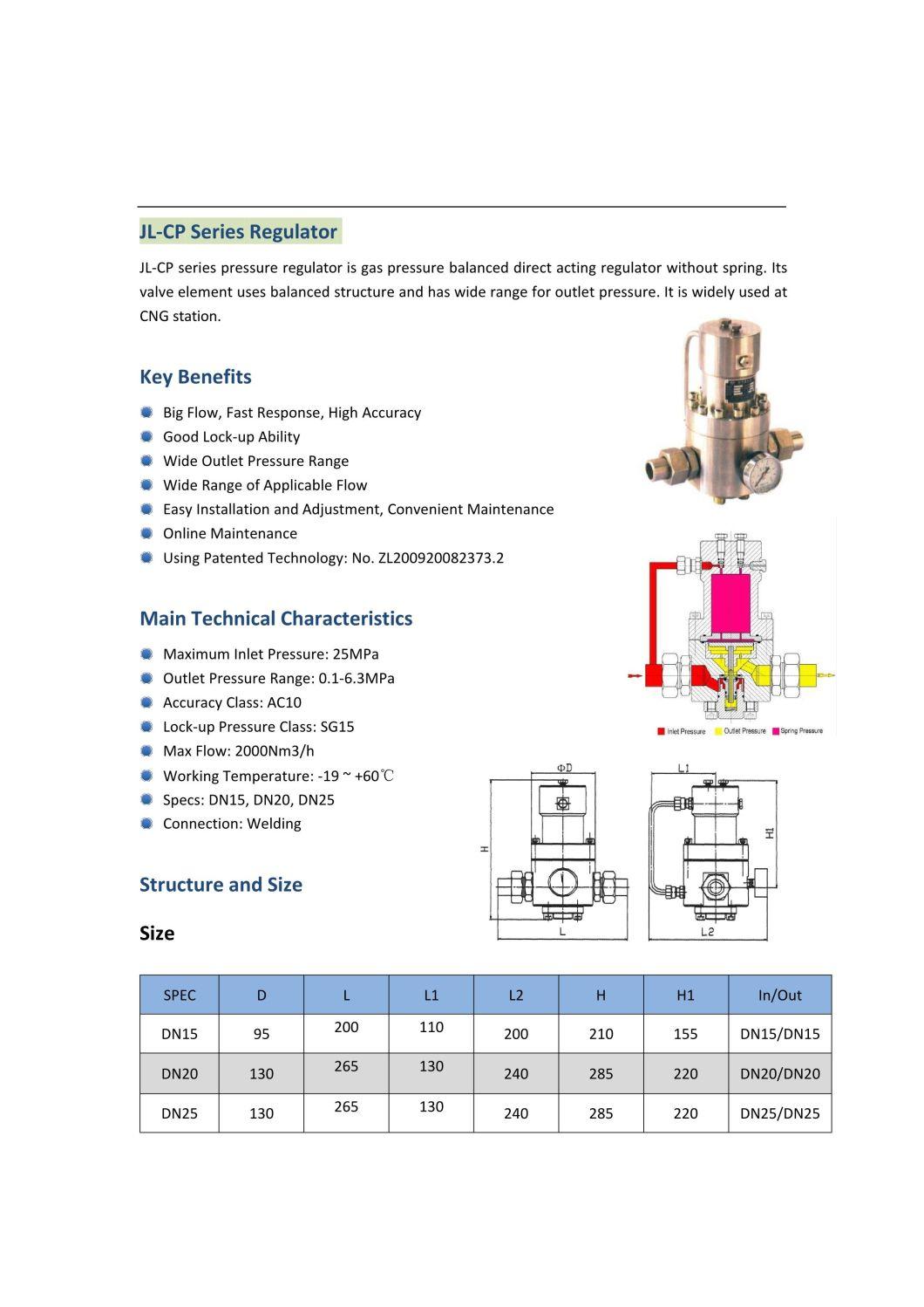 Natural Gas CNG Pressure Regulator Gas Reducer