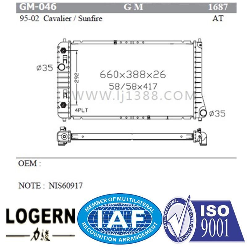 Auto Assy Radiator for Astro/Safari Van′95 at Dpi 1688