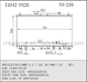 Auto Radiator for Toyota Camry 2.2 I 16V 10/1996 at 31042 (TO-248)