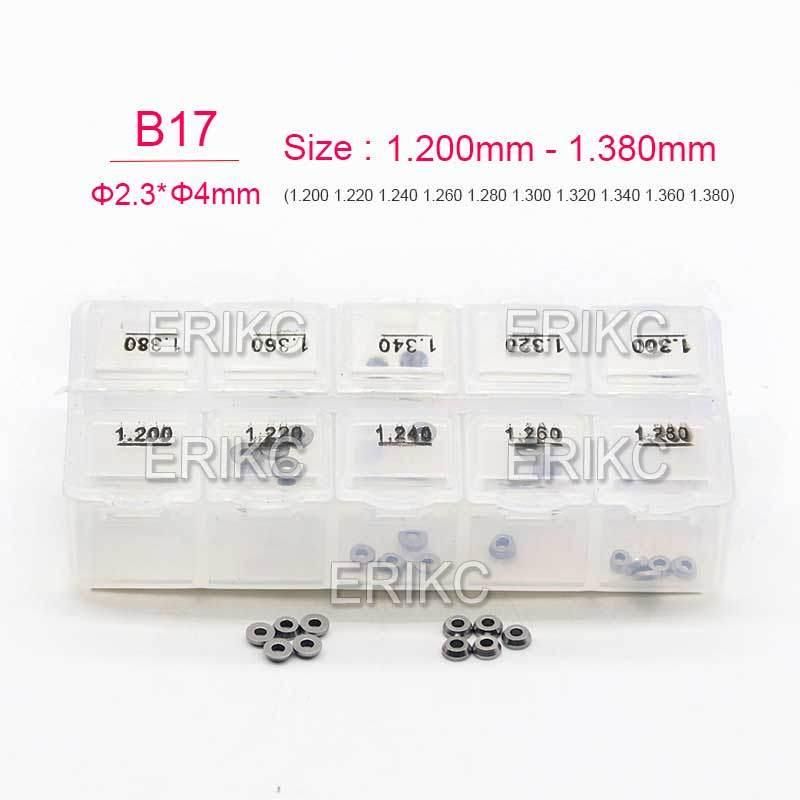 Erikc Common Rail Injector Adjust Shims B17 Adjusting Washers Shims Gasket B17 Size 1.200mm - 1.380mm for Denso