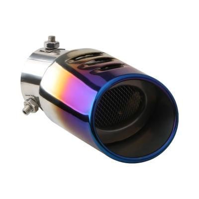 Universal Stainless Steel Bolt-on Car Exhaust Tail Muffler Tip Pipe Bake Blue Modified Muffler Tail Throat with Mesh
