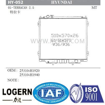 Panel Aluminum Radiator for Hyundai Terracan 2.5&prime;01-&prime;mt 25310-H1920