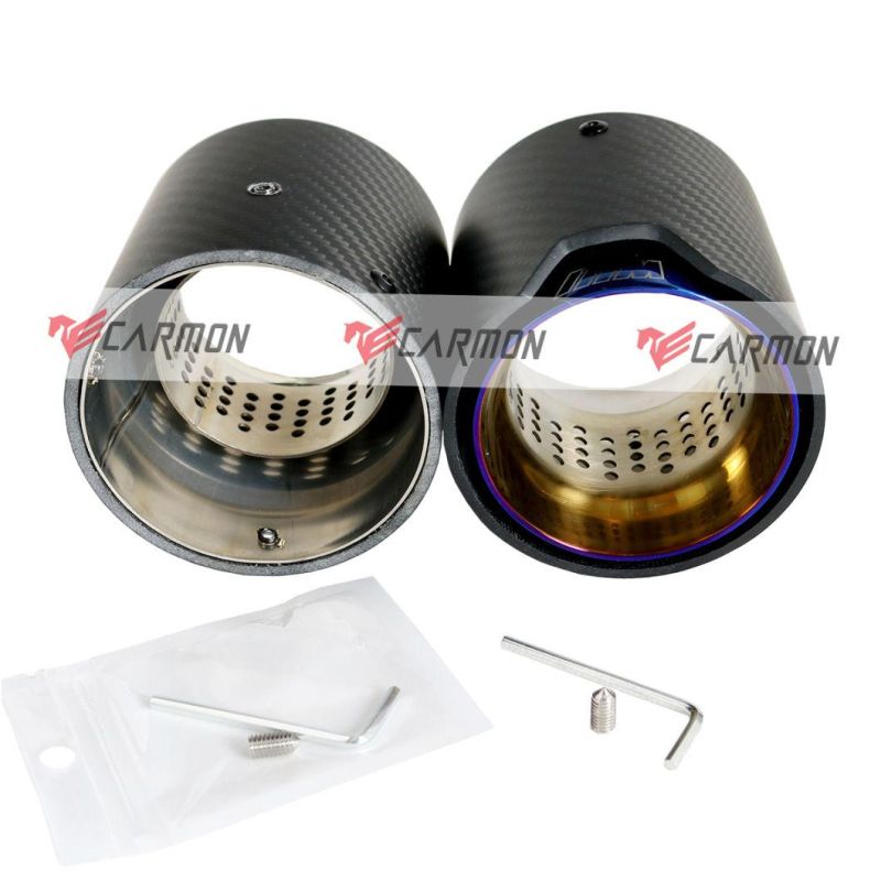 4PCS/Set BMW M5 F90 Matte Carbon Fiber Exhaust Tip with Burnt Blue Muffler Inner Pipe