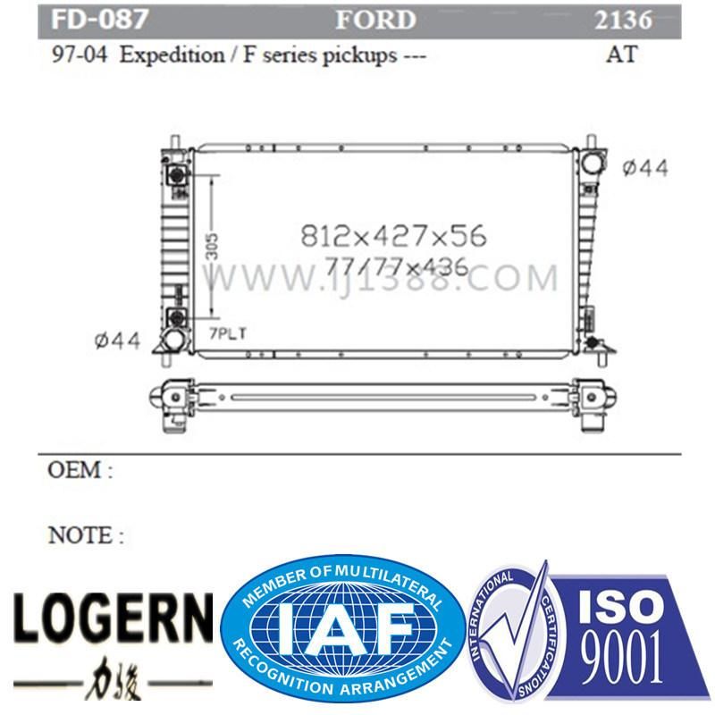 Fd-087 Radiator for Ford Expedition/F Series Pickups′97-04 Dpi: 2136