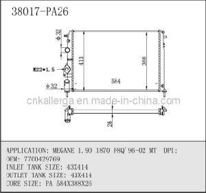 Auto Radiator for Renault 38017