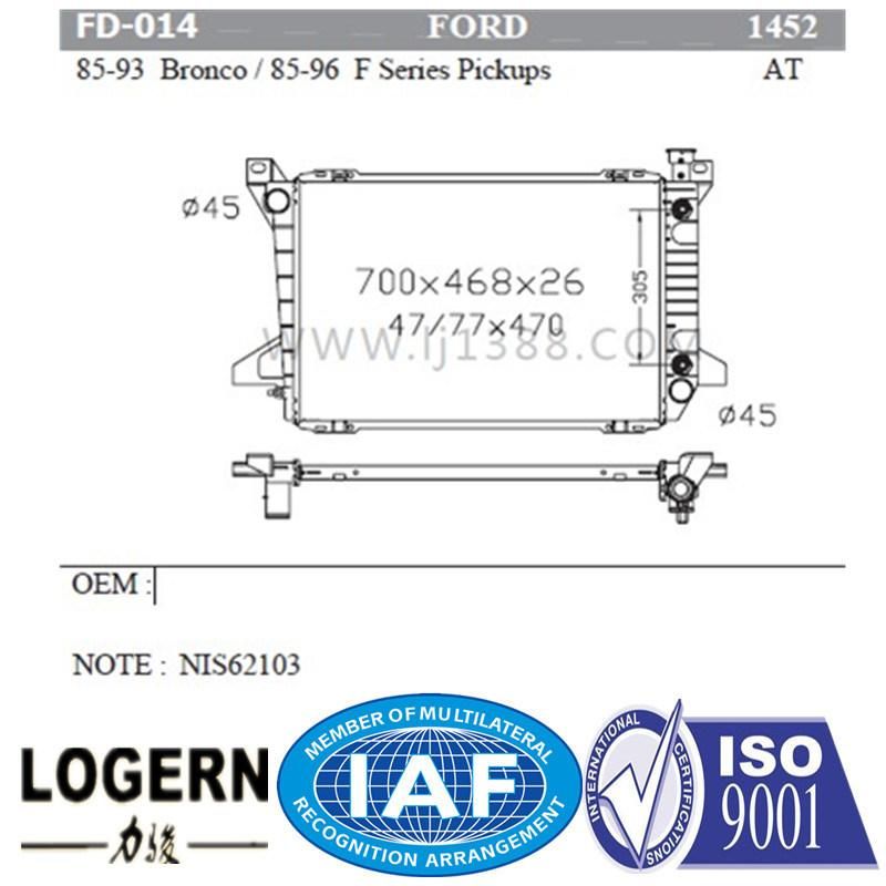 Fd-014 Radiator for Ford Bronco′85-93/F Series Pickups′85-96 at Dpi: 1452