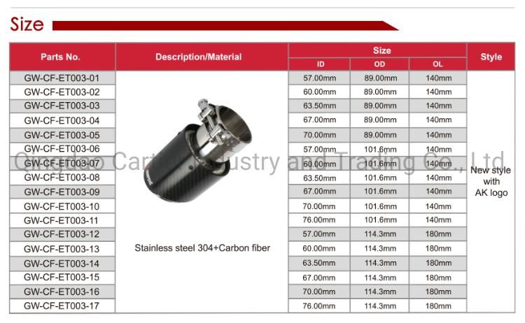 Carbon Car Exhaust Muffler Tip for Akrapovic