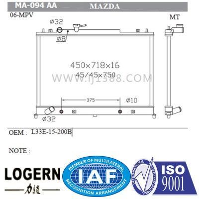 Mechanical Auto Radiator for Mazda Mpv&prime;06- Mt