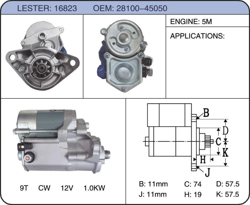 Car Starter for Toyota 28100-41060 28100-45050