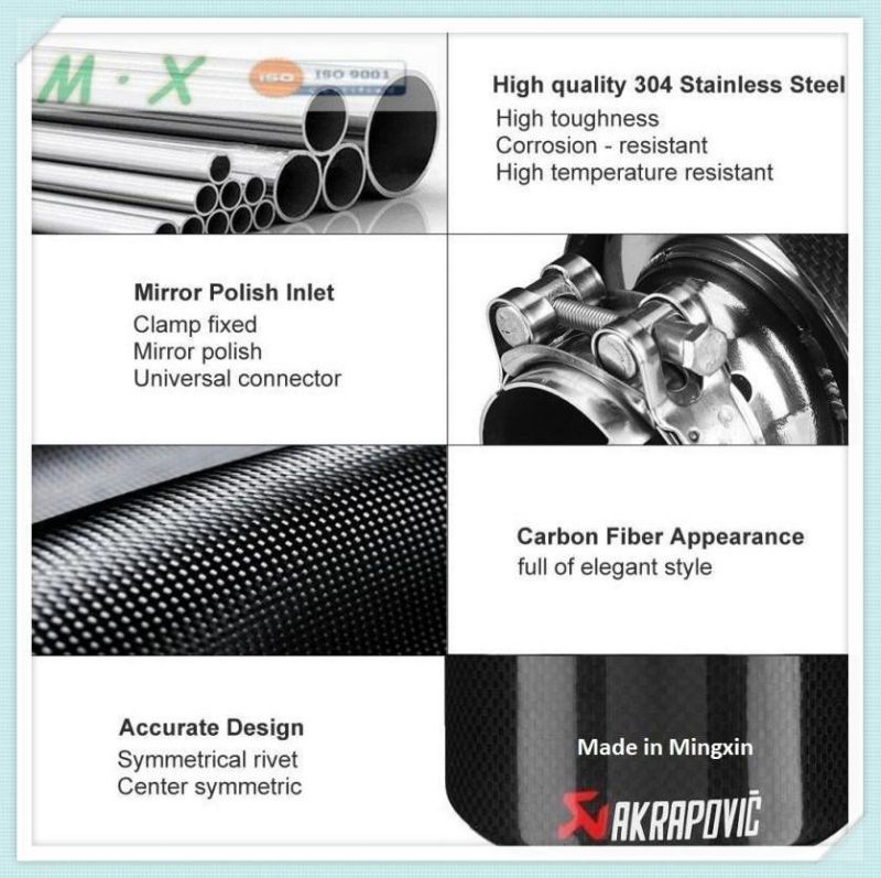 High Quality Single Outlet Stainless Steel Carbon Fiber Exhaust Muffler Tail Pipe Exhaust Tip