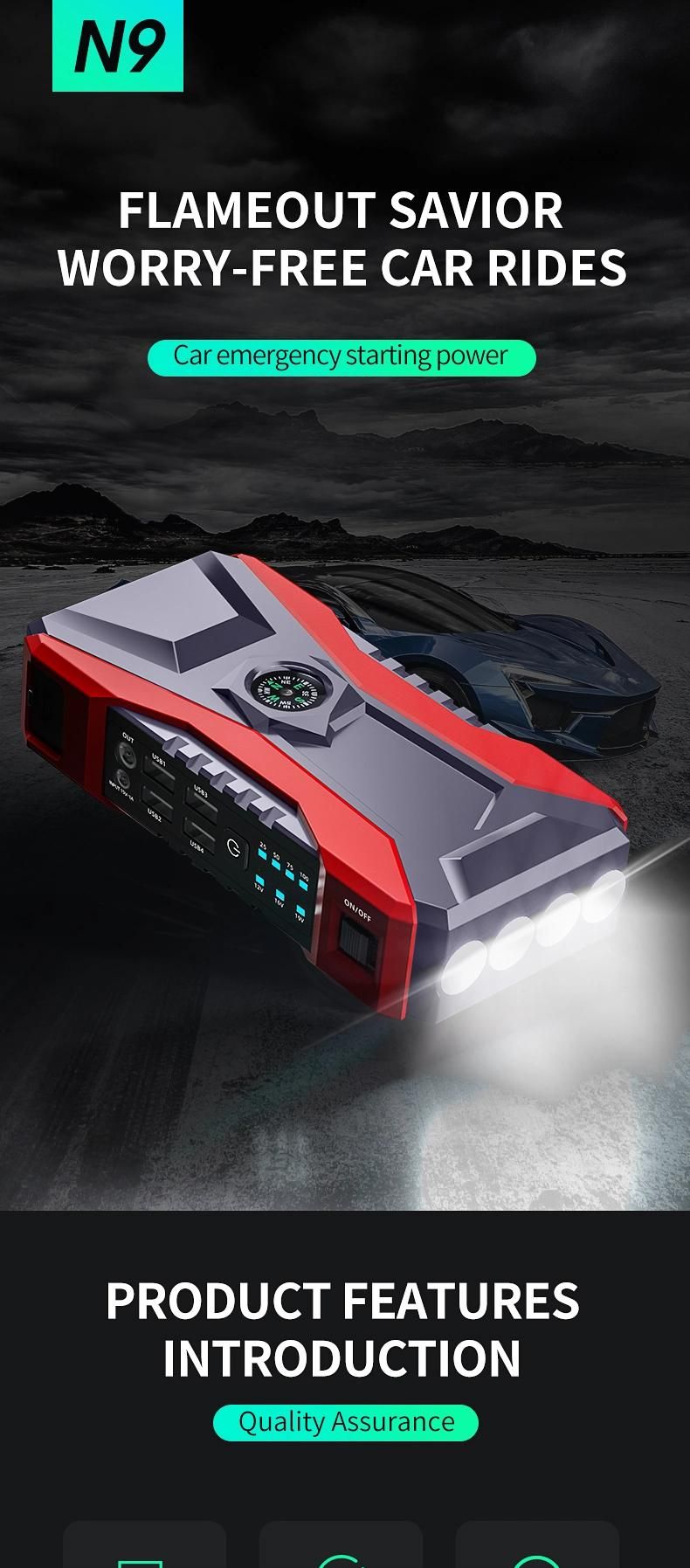 600 Amp Emergency Starter Car Battery Charger Mobile Power Bank 12V DC Automobile Igniter Jump Starter