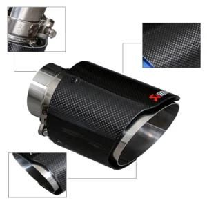 Glossy Carbon Fiber Single Outlet Exhaust Tip Auto End Pipe Muffler with Clamp and Logo