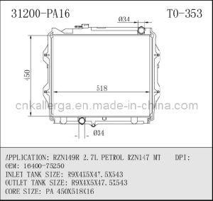 Radiator for Toyota Petrol Rzn147 Mt 31200 (TO-353)