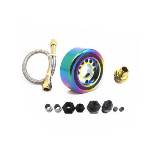 Chrome Oil Supply Adapter Aluminum Conversion Kit for Acura Oil Filter Sender Sandwich Plate Cooler Adapter Kit