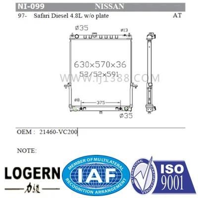Radiator for Nissan Safari Diesel W/O Plate&prime;97- at
