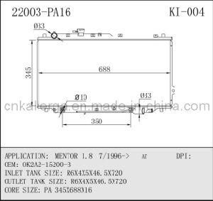 Auto Radiator for KIA Mentor 1.8 7/1996 at 22003 (KI-004)