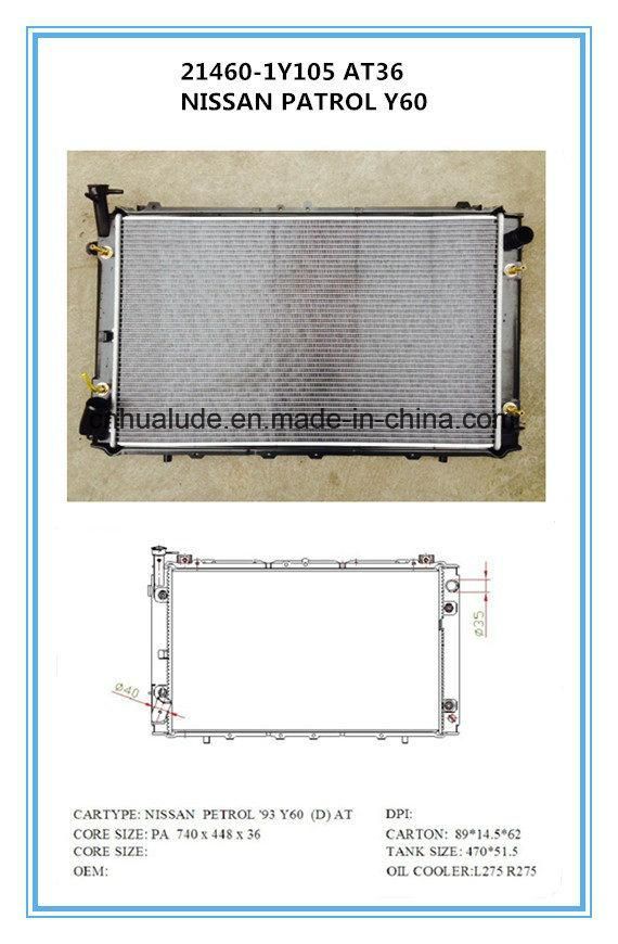 Cheap Aluminum Brazed Auto Car Radiator for Y60