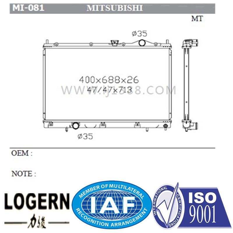 Mi-081 Cooling System Auto Radiator for Mitsubishi Lancer′03- Mt