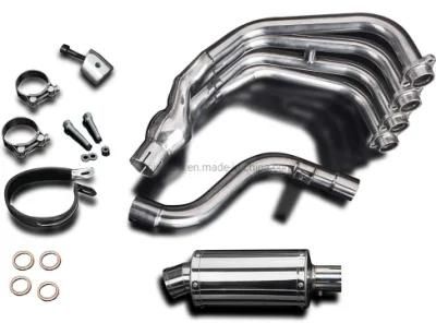 Full 4-1 Exhaust Compatible with YAMAHA Fz6r Ss70 9 Stainless Steel Oval Muffler 09-17