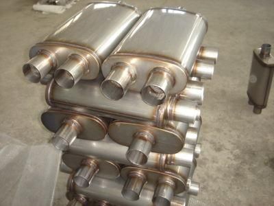 Polished Tips Stainless Steel Exhaust Muffler 3&quot; Inlet Silencer