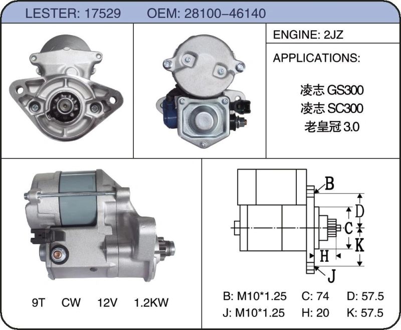 Auto Starter Motor for Toyota, Lexus 128000-5840128000-9520