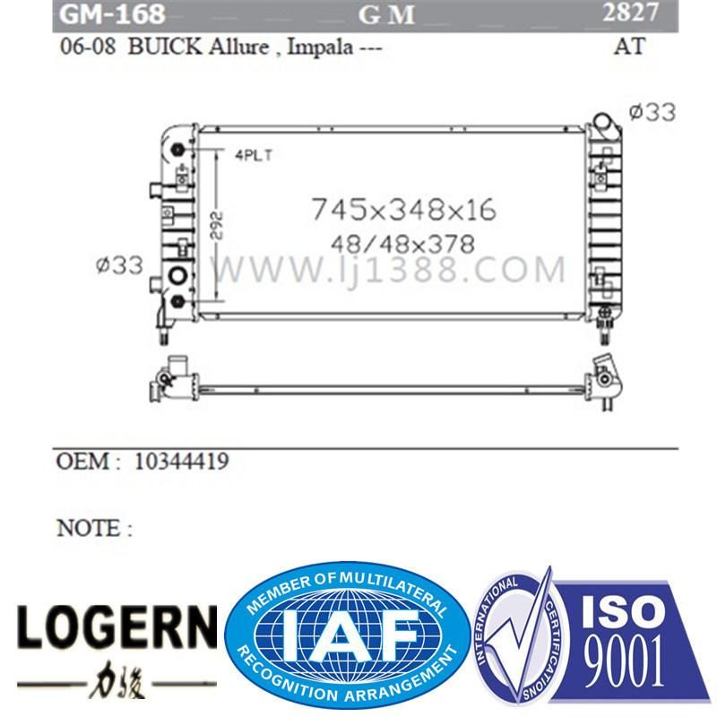 Car Assy Auto Radiator for Buick Allure/Impala′06-08 at Dpi 2827