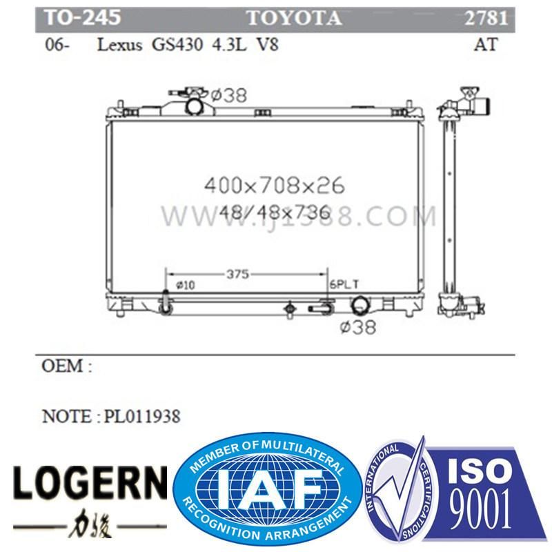 Auto Radiator for Toyota Lexus GS430 4.3L V8′06- at Dpi: 2781