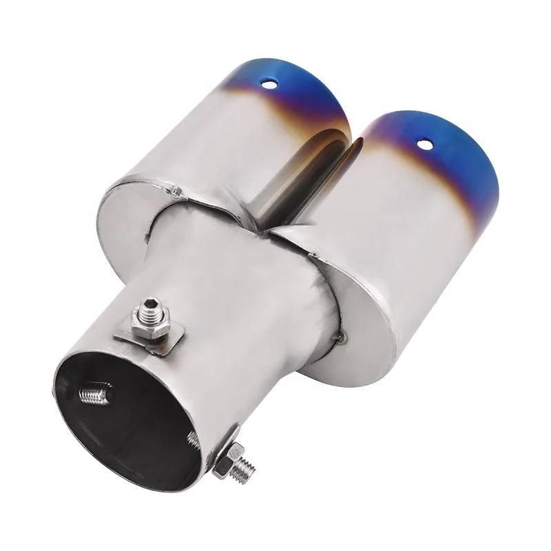 Stainless Steel 58 mm Inlet Double Outlet Exhaust Muffler Car Exhaust Tips Universal