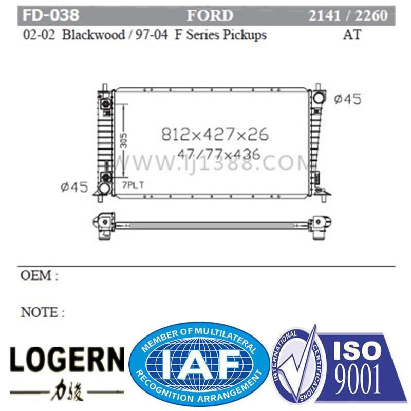 Fd-038 Radiator for Ford Blackwood′02/F Series Pickups′97-04 at Dpi 2141/2260