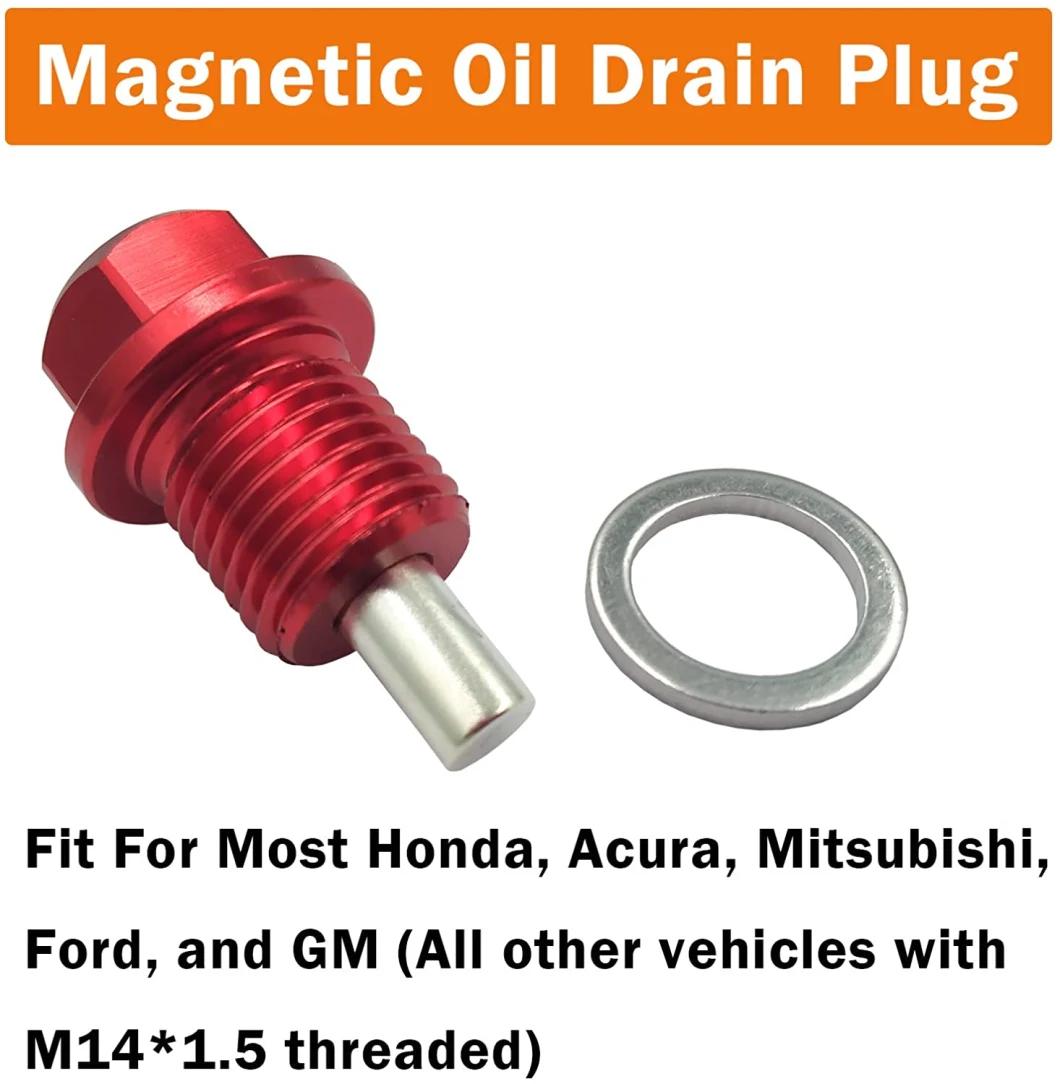 Oil Drain Plug (M14 X 1.5 mm) Made of 7075 Aluminum with Neodymium Magnet Fits for Honda Acura Ford GM Mazda Hyundai KIA and More Vehicles