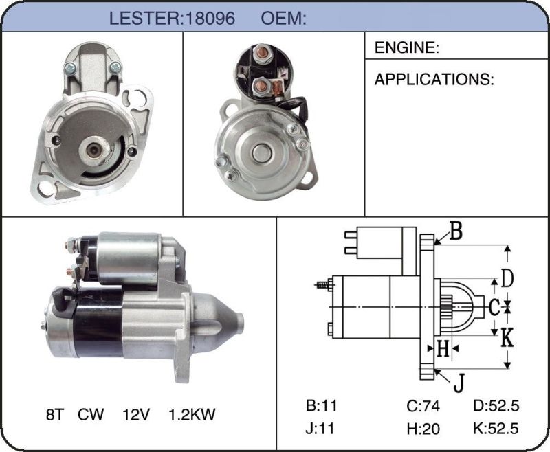 12V Starter Motor for Mitsubishi Fg25 Fork Lift, Ffsc18-400 M0t92581