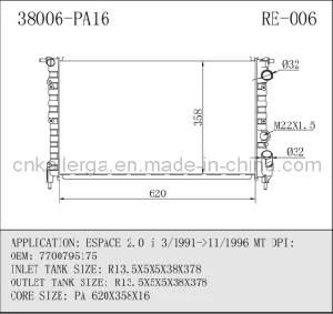Auto Radiator for Renault Espace 2.0 I 3/1991-11/1996 MT 38006 (RE-006)