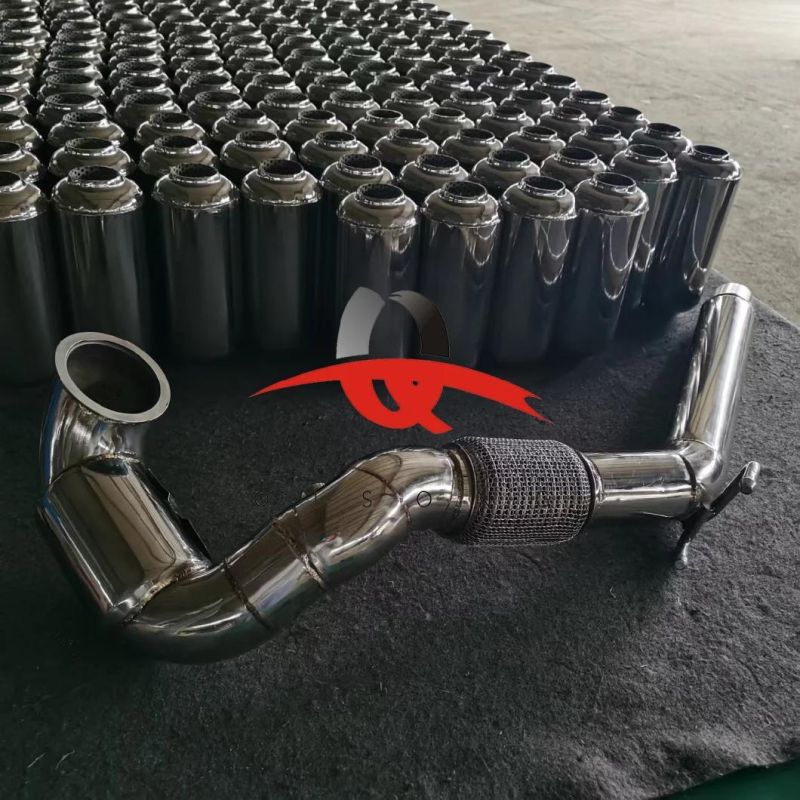 [Qisong] Auto Parts Stainless Steel Car Universal Glasspack Resonator Tornado Muffler Spiral Muffler