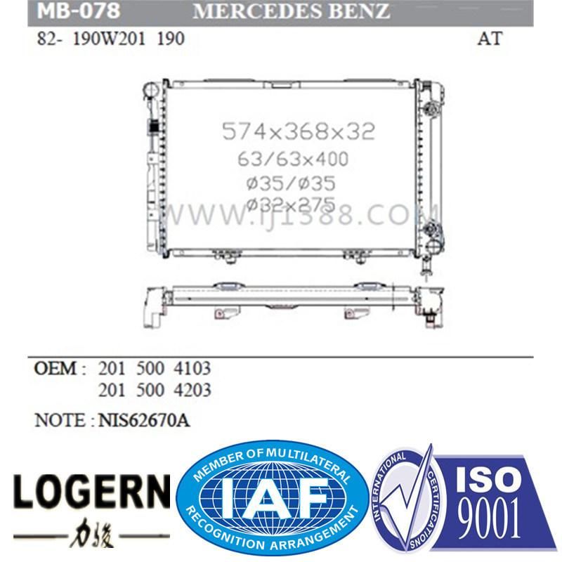 High Quality Radiator for Benz W201/190e′82-93 at