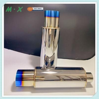 Stainless Steel Exhaust Muffler Hks Logos in Chrome Titanium Blue