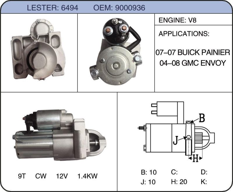 Starter Motor Fits Buick. Gmc 323-1644 9000936